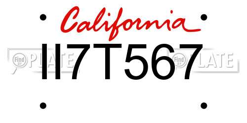 II7T567 California License Plate