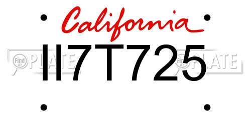 II7T725 California License Plate