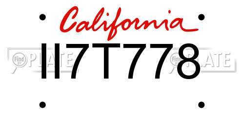 II7T778 California License Plate