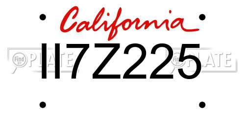 II7Z225 California License Plate