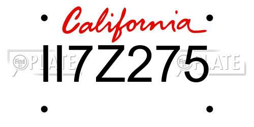 II7Z275 California License Plate