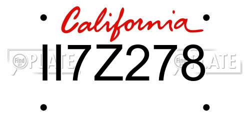 II7Z278 California License Plate