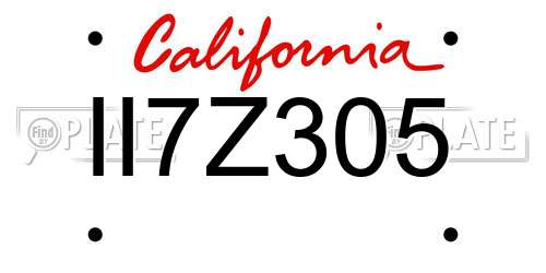 II7Z305 California License Plate