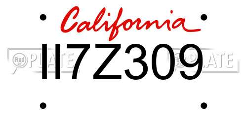 II7Z309 California License Plate