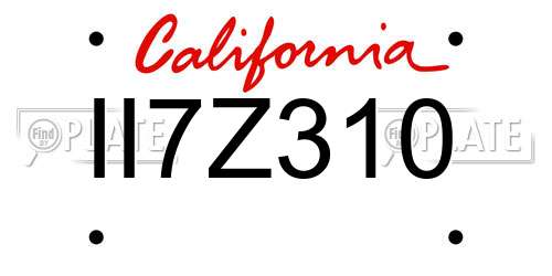 II7Z310 California License Plate