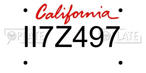 II7Z497 California License Plate