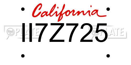 II7Z725 California License Plate