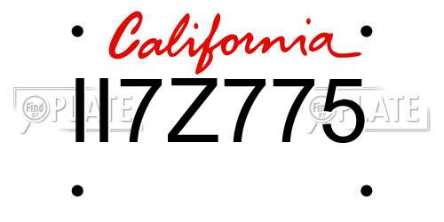 II7Z775 California License Plate
