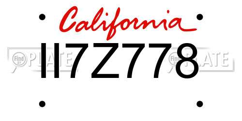 II7Z778 California License Plate
