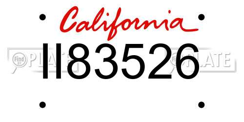 II83526 California License Plate