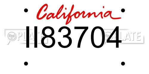 II83704 California License Plate