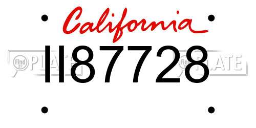 II87728 California License Plate