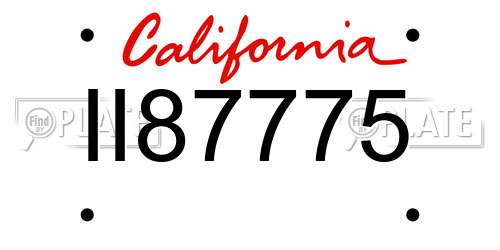 II87775 California License Plate