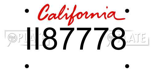 II87778 California License Plate