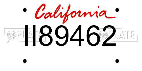 II89462 California License Plate