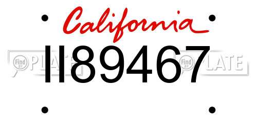 II89467 California License Plate
