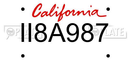 II8A987 California License Plate