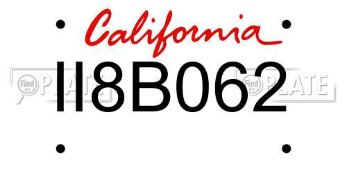 II8B062 California License Plate