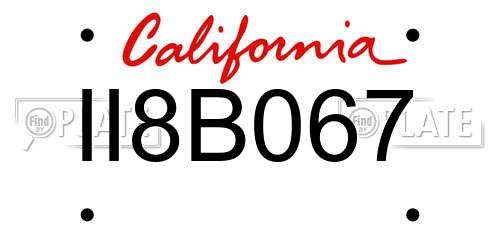 II8B067 California License Plate