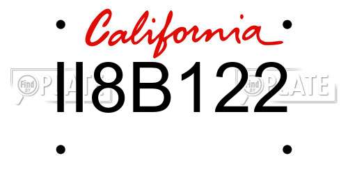II8B122 California License Plate