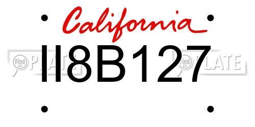 II8B127 California License Plate