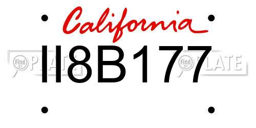 II8B177 California License Plate