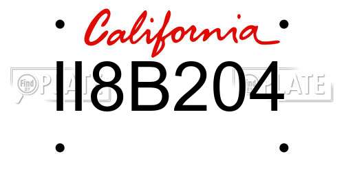 II8B204 California License Plate