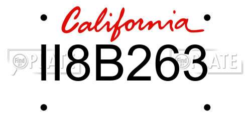 II8B263 California License Plate