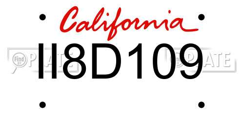 II8D109 California License Plate