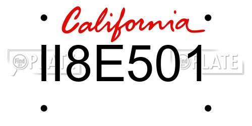 II8E501 California License Plate