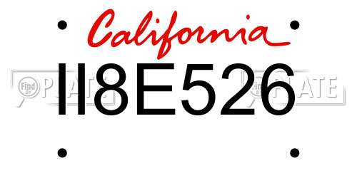 II8E526 California License Plate