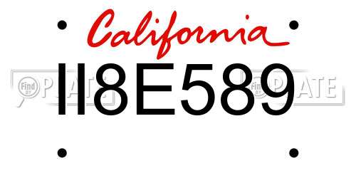 II8E589 California License Plate