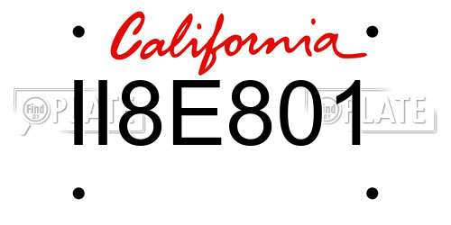 II8E801 California License Plate