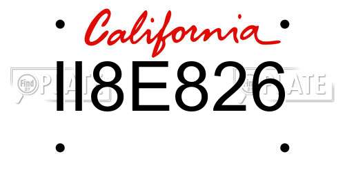 II8E826 California License Plate