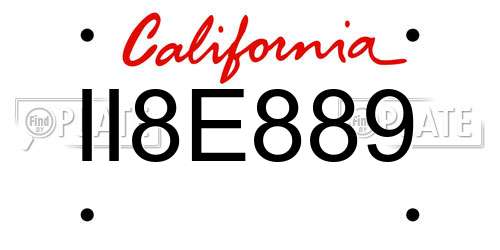 II8E889 California License Plate