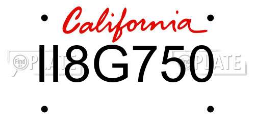 II8G750 California License Plate