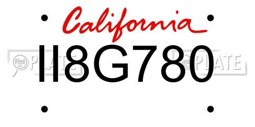II8G780 California License Plate