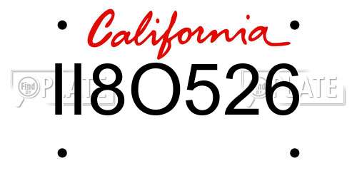 II8O526 California License Plate