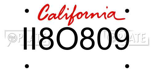 II8O809 California License Plate
