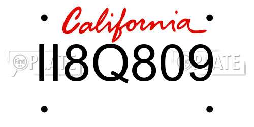 II8Q809 California License Plate