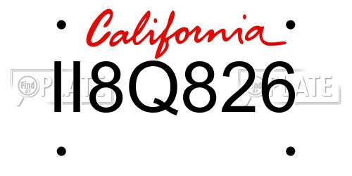 II8Q826 California License Plate