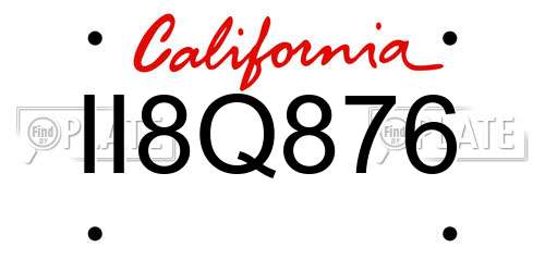 II8Q876 California License Plate