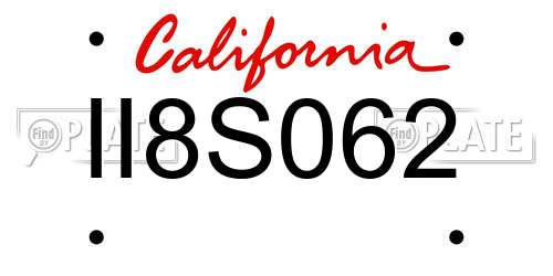 II8S062 California License Plate