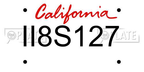II8S127 California License Plate