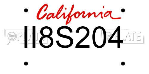 II8S204 California License Plate