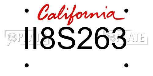 II8S263 California License Plate