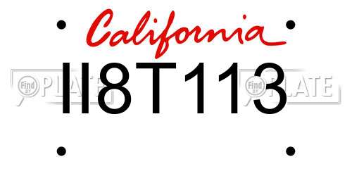 II8T113 California License Plate
