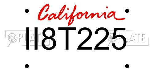 II8T225 California License Plate