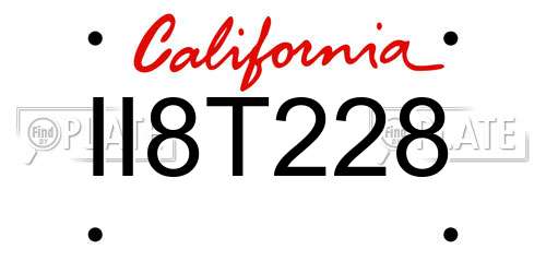 II8T228 California License Plate