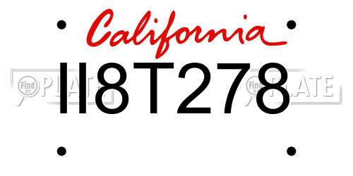 II8T278 California License Plate